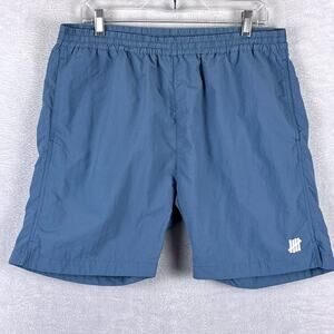 Undefeated UNDFTD Nylon Shorts Mens M Blue Lined Preppy Gym Workout Training MMA